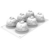 Stampo Syrio 120 ml per 6 monoporzioni a forma di luna sferica da 6,8 cm in silicone da Silikomart Stampo Syrio 120 ml per 6 monoporzioni a forma di luna sferica da 6,8 cm in silicone da Silikomart