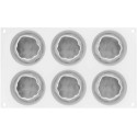 Stampo Syrio 120 ml per 6 monoporzioni a forma di luna sferica da 6,8 cm in silicone da Silikomart