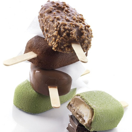 Set 2 Stampi gelato Magnum Classic da Silikomart + 1 Vassoio + 50 bastoncini Stecco in legno di faggio Set 2 Stampi gelato Magnum Classic da Silikomart + 1 Vassoio + 50 bastoncini Stecco in legno di faggio