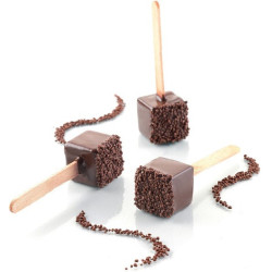 Silikomart Mini Kube01 - Stampo in Silicone per Mini Gelati su Stecco e Cioccolatini | Cubo 2x2x2 cm | Set 2 Pz + Vassoio
