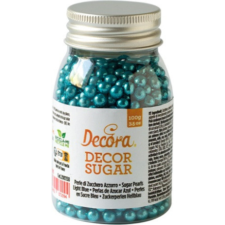 Perle di zucchero azzurre metallizzate da 100 g, 5 mm, per decorazione dolci da Decora Perle di zucchero azzurre metallizzate da 100 g, 5 mm, per decorazione dolci da Decora
