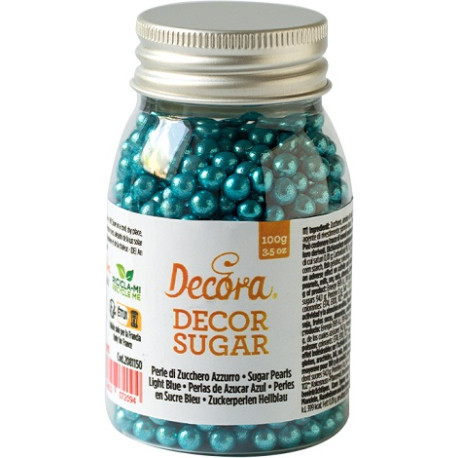 Perle di zucchero azzurre metallizzate da 100 g, 5 mm, per decorazione dolci da Decora
