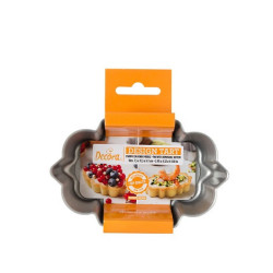 Stampo Crostatina Ovale Decora Design Tart – Metallo Antiaderente con Fondo Mobile 7,5×11×H3 cm