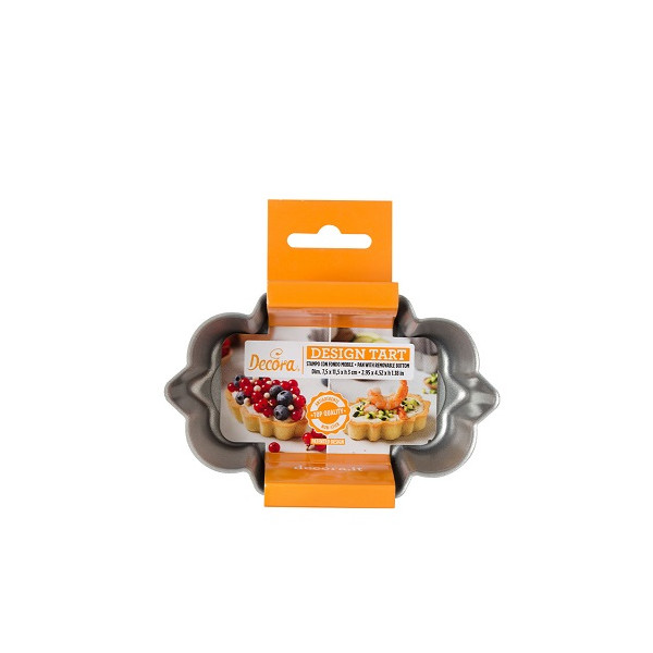 Formina Crostata Mini Ovale con Fondo Mobile 7,5 x 11,5 cm h 3 cm in metallo antiaderente di alta qualità da Decora