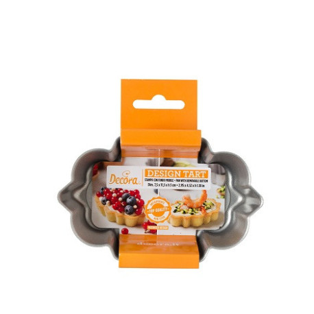 Formina Crostata Mini Ovale con Fondo Mobile 7,5x11,5xh 3 cm in metallo antiaderente di alta qualità da Decora