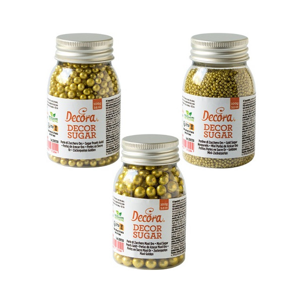 Maxi Perle e Perline oro metallizzato 100 g per decorazione dolci di Decora