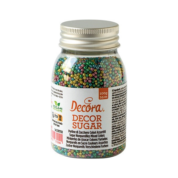 Perline colori assortiti metallizzato 100 g per decorazione dolci di Decora