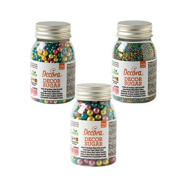 Perle Maxi Perle e Perline colori assortiti metallizzato 100 g per decorazione dolci di Decora
