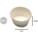 Set di 1000 pirottini mini bon bon in carta forno bianca di ø2xh1,5 cm, ideale per presentare singoli confetti