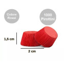 Set 1000 pirottini per mini bonbon in carta forno rossa di ø2xh1,4 cm, ideale per presentare confetti