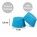 1000 Pirottini mini bon bon in carta celeste di ø2xh1,5 cm, Ideali portaconfetti singoli