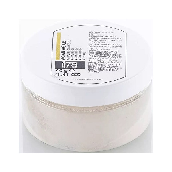 Agar Agar in polvere in barattolo da 40 g della linea i78 di Silikomart
