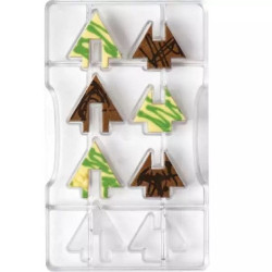Stampo Abete Incastro Decora – Policarbonato Professionale per 4 Cioccolatini Alberi 3D