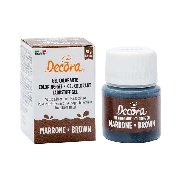 Colorante Alimentare in Gel Concentrato DECORA | Marrone (28g) | Professionale per Pasta di Zucchero e Creme