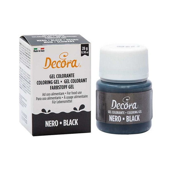 Colorante Alimentare in Gel Concentrato DECORA | Nero (28g) | Professionale per Pasta di Zucchero e Creme