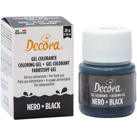 Colorante Alimentare in Gel Concentrato DECORA | Nero (28g) | Professionale per Pasta di Zucchero e Creme
