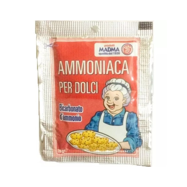 Ammoniaca per dolci: ammoniaca lievitante in polvere da Madma in bustine da 20 g