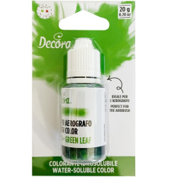 Colorante idrosolubile liquido verde foglia, ad uso alimentare, per aerografo, 20 g Decora