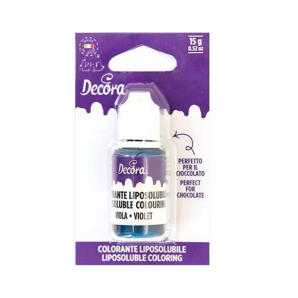 Colorante liposolubile liquido viola, ad uso alimentare, da 15 g, di Decora
