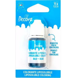 Colorante liposolubile liquido blu, ad uso alimentare, in bottiglia da 15 g, di Decora