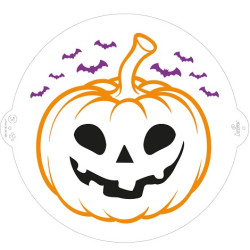 Stencil Mascherina Zucca Halloween con pipistrelli diametro 25 cm da Decora