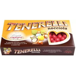 Confetti Tenerelli Rossi Crispo 1 Kg: nocciola tostata ricoperta di cioccolato e confettata ideali per Laurea
