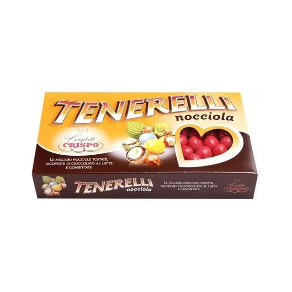 Confetti Tenerelli Rossi Crispo 1 Kg: nocciola tostata ricoperta di cioccolato e confettata ideali per Laurea