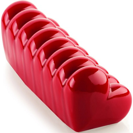 Buche Coeur Stampo Tronchetto Cuori 24,8x8,8 cm h 80 mm in silicone grigio Silikomart