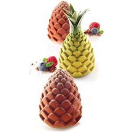 Stampo Foresta e Ananas 110 ml da Silikomart: kit stampo in silicone bianco con supporto in plastica rigida