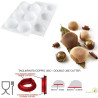 Stampo Marron Glacé 110 ml silicone bianco 3D, con cutter in plastica, da Silikomart a forma di castagna Stampo Marron Glacé 110 ml silicone bianco 3D, con cutter in plastica, da Silikomart a forma di castagna