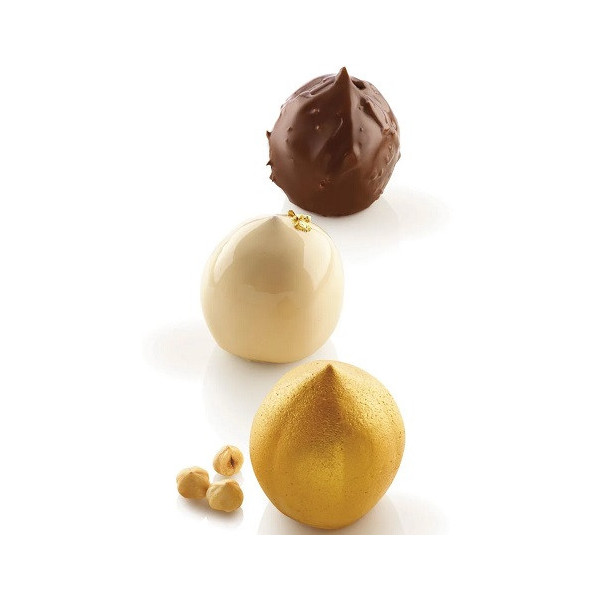 Nocciola 125 ml stampo Silikomart: kit stampo in silicone bianco con supporto in plastica rigida Nocciola 125 ml stampo Silikomart: kit stampo in silicone bianco con supporto in plastica rigida