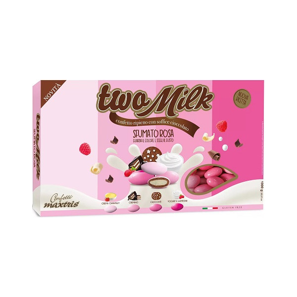 Two Milk Sfumato Rosa confetti rosa sfumati Maxtris da 1 Kg, il doppio cioccolato sfumato Maxtris