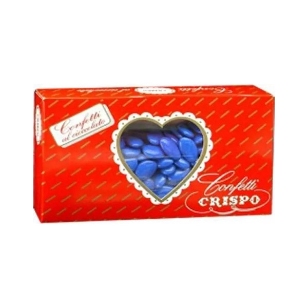 Confetti Blu al Cioccolato Crispo in confezione da 1 Kg. Confetti blu ideali per compleanno e matrimonio.