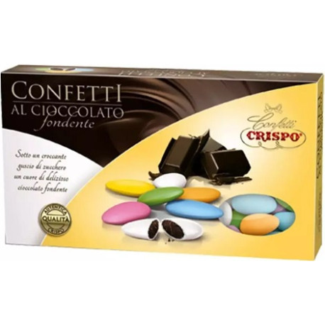 Confetti colori assortiti al cioccolato fondente da Crispo in confezione da 1 Kg Confetti colori assortiti al cioccolato fondente da Crispo in confezione da 1 Kg