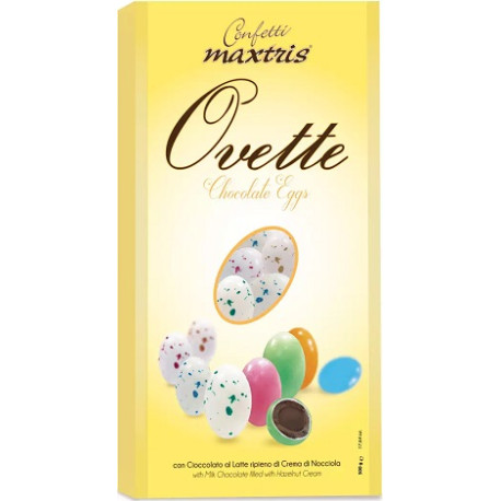 Ovette Confettate Maxtris Marbled da 1 kg: ovetti ripieni di crema alla nocciola confettati marmorizzati