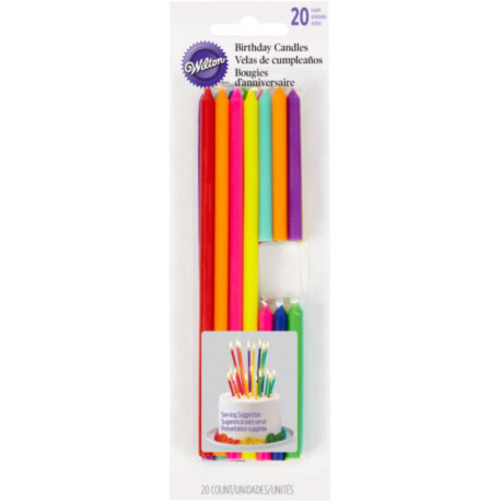 Set 20 candeline compleanno multi colore alte e basse da Wilton