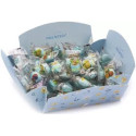 Dolce Arrivo Maxtris Mix Frutta Azzurro, in vassoio da 500 g. Ciocomandorla azzurri, incartati singolarmente
