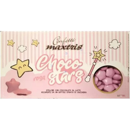 Maxtris Choco Stars Rosa da 500 g: stelline rosa di cioccolato al latte Maxtris Choco Stars Rosa da 500 g: stelline rosa di cioccolato al latte