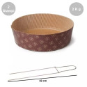 Kit Spillone 42 cm in acciaio con 2 Stampi Panettone Basso in cellulosa da 2000 g