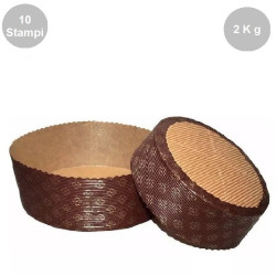 Set 10 stampi per panettone basso in carta forno da 2000 g