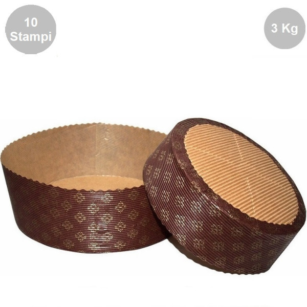 Set 10 stampi per panettone basso in carta forno da 3 Kg