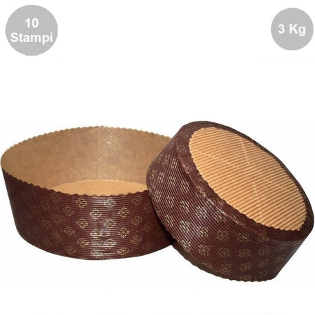 Set 10 stampi per panettone basso in carta forno da 3 Kg Set 10 stampi per panettone basso in carta forno da 3 Kg