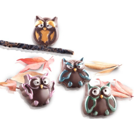 Choco Gufi Silikomart: stampo in silicone per cioccolatini a forma di gufi Choco Gufi Silikomart: stampo in silicone per cioccolatini a forma di gufi