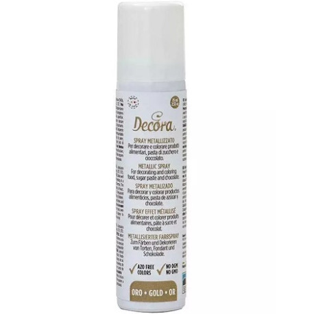 Colorante alimentare spray effetto metallizzato colore oro di Decora da 75 ml Colorante alimentare spray effetto metallizzato colore oro di Decora da 75 ml