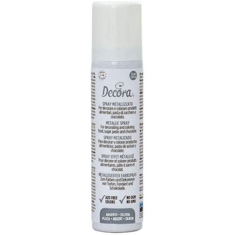 Colorante alimentare spray metallizzato argento di Decora da 75 ml Colorante alimentare spray metallizzato argento di Decora da 75 ml