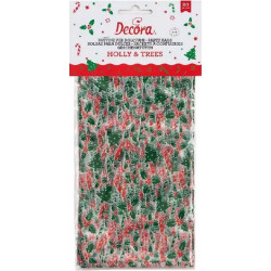 Sacchetti Holly & Trees da Decora: set 20 sacchetti in plastica per alimenti con decori natalizi 12,5 +3 x h 24 cm