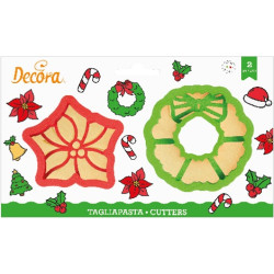 Set 2 Tagliapasta 1 Ghirlanda e 1 Stella di Natale in plastica da Decora