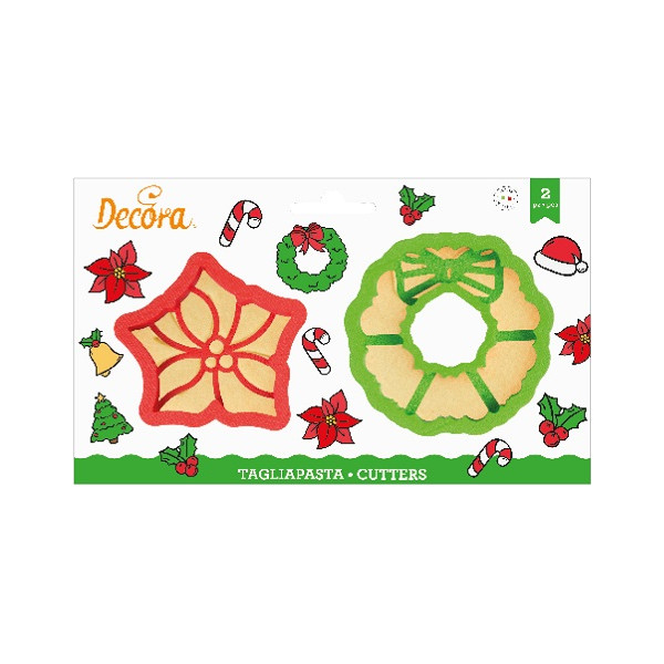 Set 2 Tagliapasta 1 Ghirlanda e 1 Stella di Natale in plastica da Decora