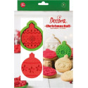 Set palline natalizie decorate 3D da Decora: 1 tagliapasta in plastica e 2 marcatori imprimi decori