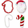 Set 2 Tagliapasta 1 Faccia Babbo Natale e 1 Bastoncino Candy Cane in plastica da Decora